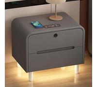 YQMHEZ Comodino, Comodinos con Luce LED Orientabile E Serratura A Impronta Digitale, Tavolino Comodinos Intelligente con Ricarica Wireless, Comodino per Camera da Letto(Dark Gray,45cm)