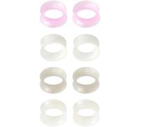 YQNONEZ Set di 4 paia di dilatatori dilatatori in silicone bianco perlato, colore bianco/trasparente/grigio/giallo, set di dilatatori ipoallergenici, per piercing tuneles de oreja para hombre, unisex