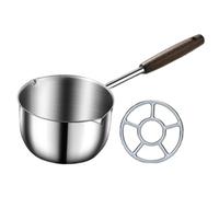 Yqqhrbm Hot Oil Pan con Doppio Beccuccio E Corpo in Acciaio Inox Manico in Legno Comodo E Resistente Adatto a Sciogliere Burro Riscaldare Latte E Cioccolato C, 300 Ml
