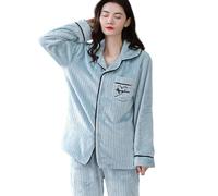 YQQYMBD Pigiama Pigiami Invernali in Inverno in Pile di Corallo per Donne, Spessi E Caldi, Abiti da Casa Che Possono Essere Indossati all'Esterno-Lake LAN Love-XXL