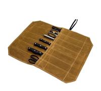 YqsIbth Borsa arrotolabile per coltelli, in tela cerata, con 7 scomparti per coltelli, posate, utensili, posate, coltelli, chef, per chef professionisti o appassionati di cucina (grigio), grigio,