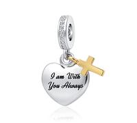 YQSLIN Ciondolo a forma di croce religiosa con cuore cristiano bibbia, per braccialetti da donna, Cristallo, Base