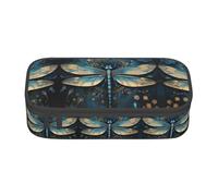 YQTGBCED Art Blue Dragonfly Print Pencil Case Office Use Multi-Function Pencil Pouch Large Capacity Pen Organizer Bag, Nero , Taglia unica, Custodia per chiave
