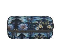 YQTGBCED Art Blue Dragonfly Print Pencil Case Office Use Multi-Function Pencil Pouch Large Capacity Pen Organizer Bag, Nero , Taglia unica, Custodia per chiave
