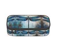 YQTGBCED Art Blue Dragonfly Print Pencil Case Office Use Multi-Function Pencil Pouch Large Capacity Pen Organizer Bag, Nero , Taglia unica, Custodia per chiave