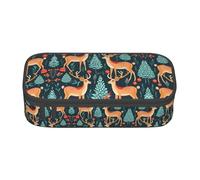 YQTGBCED Astuccio per matite con stampa di alce e albero di Natale, per ufficio, multifunzione, grande capacità, organizer per penne, Nero , Taglia unica, Custodia per chiave