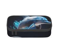 YQTGBCED Astuccio per matite con stampa di delfini 3D in 3D, per ufficio, multifunzione, grande capacità, organizer per penne, Nero , Taglia unica, Custodia per chiave