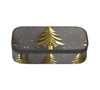 YQTGBCED Astuccio portapenne con stampa albero di Natale dorato glitterato per ufficio, multifunzione, grande capacità, Nero , Taglia unica, Custodia per chiave