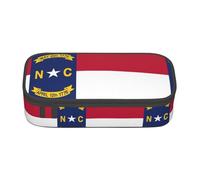 YQTGBCED Astuccio portapenne con stampa bandiera della Carolina del Nord, grande capacità, con organizer, materiale in tessuto Oxford, scomparti multipli, Nero , Taglia unica, Astuccio per trucchi