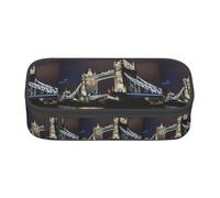 YQTGBCED Astuccio portapenne con stampa Tower Bridge in Londra, grande capacità, con organizer, materiale in tessuto Oxford, scomparti multipli, Nero , Taglia unica, Astuccio per trucchi