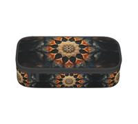 YQTGBCED Astuccio rettangolare con stampa mandala grande capacità con organizer, materiale in tessuto Oxford, scomparti multipli, Nero , Taglia unica, Astuccio per trucchi