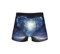 YQTGBCED Boxer da uomo con stampa a forma di cuore e stella cadente, biancheria intima da uomo, comodi boxer da uomo, pantaloncini da strato base ideali, Nero , L