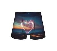 YQTGBCED Boxer da uomo con stampa a forma di cuore e stella cadente, biancheria intima da uomo, comodi boxer da uomo, pantaloncini da strato base ideali, Nero , L