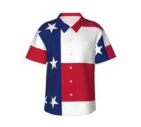 YQTGBCED Camicia da spiaggia tropicale con stampa bandiera del Texas, camicie estive casual con bottoni, per vacanze e attività all'aperto, Nero , XL