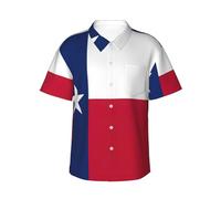 YQTGBCED Camicia da spiaggia tropicale con stampa bandiera del Texas, camicie estive casual con bottoni, per vacanze e attività all'aperto, Nero , XXL
