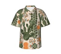 YQTGBCED Camicie da spiaggia tropicali con stampa di cactus verdi, camicie estive casual con bottoni, per vacanze e attività all'aperto, Nero , 3XL