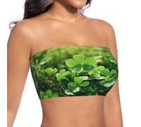 YQTGBCED Clover On The Lawn Print Tube Top per le donne, Nero , L