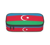 YQTGBCED Custodia per penne con stampa bandiera dell'Azerbaigian, grande capacità, con organizer, tessuto Oxford, scomparti multipli, Nero , Taglia unica, Astuccio per trucchi