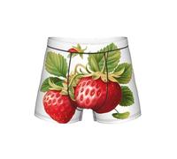YQTGBCED Fragola Clipart Stampa Boxer Uomini,Biancheria intima Uomo,Boxer comodi per gli uomini,Pantaloncini ideali strato base, Nero , 3XL