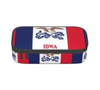 YQTGBCED Iowa State Flag Print - Astuccio portapenne con organizer, tessuto Oxford, scomparti multipli, Nero , Taglia unica, Astuccio per trucchi