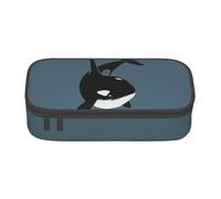 YQTGBCED Killer Whale Delphin Ocean Print - Astuccio portapenne con organizer, tessuto Oxford, scomparti multipli, Nero , Taglia unica, Astuccio per trucchi