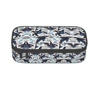 YQTGBCED Killer Whale Print Pencil Case Office Use Multi-Function Pencil Pouch Large Capacity Pen Organizer Bag, Nero , Taglia unica, Custodia per chiave