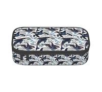 YQTGBCED Killer Whale Stampa Grande Capacità Penna Caso con Organizzatore, Materiale Tessuto Oxford, Scomparti Multipli, Nero , Taglia unica, Astuccio per trucchi