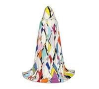 YQTGBCED Mantello con cappuccio colorato con stampa di carta da parati scozzese per Halloween, stile rinascimentale, perfetto per giochi di ruolo e feste