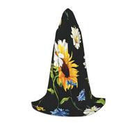 YQTGBCED Mantello con cappuccio con stampa di girasoli e camomilla per Halloween, stile rinascimentale, perfetto per giochi di ruolo e feste