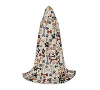 YQTGBCED Mantello con cappuccio con stampa di ossa e zampe, per Halloween, stile rinascimentale, perfetto per giochi di ruolo e feste