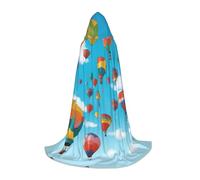 YQTGBCED Mantello con cappuccio con stampa di palloncini colorati blu cielo per Halloween, stile rinascimentale, perfetto per giochi di ruolo e feste