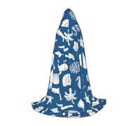 YQTGBCED Mantello con cappuccio con stampa di vita marina subacquea per Halloween, stile rinascimentale, perfetto per giochi di ruolo e feste