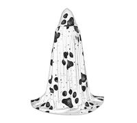 YQTGBCED Mantello con cappuccio con stampa di zampe di cane per Halloween, stile rinascimentale, perfetto per giochi di ruolo e feste
