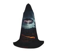 YQTGBCED Mantello con cappuccio con stampa Ufo At Night per Halloween, stile rinascimentale, perfetto per giochi di ruolo e feste