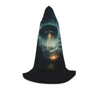 YQTGBCED Mantello con cappuccio con stampa Ufo At Night per Halloween, stile rinascimentale, perfetto per giochi di ruolo e feste