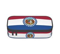 YQTGBCED Missouri State Flag Print Pencil Case Office Use Multi-Function Pencil Pouch Large Capacity Pen Organizer Bag, Nero , Taglia unica, Custodia per chiave