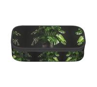 YQTGBCED Monstera Deliciosa - Astuccio portapenne multifunzione, con stampa di palme e banana, grande capienza, Nero , Taglia unica, Custodia per chiave