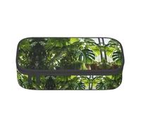 YQTGBCED Monstera Deliciosa - Astuccio portapenne multifunzione, con stampa di palme e banana, grande capienza, Nero , Taglia unica, Custodia per chiave