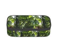 YQTGBCED Monstera Deliciosa Banana Palm Print - Astuccio portapenne con organizer, tessuto Oxford, scomparti multipli, Nero , Taglia unica, Astuccio per trucchi