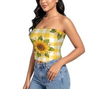 YQTGBCED Morning Glory Print - Camicetta senza spalline da donna, Girasole a scacchi, XXL
