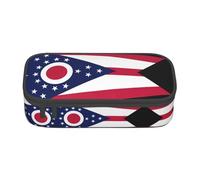 YQTGBCED Ohio State Flag Print Pencil Case Office Use Multi-Function Pencil Pouch Large Capacity Pen Organizer Bag, Nero , Taglia unica, Custodia per chiave
