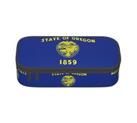 YQTGBCED Oregon State Flag Print Pencil Case Office Use Multi-Function Pencil Pouch Large Capacity Pen Organizer Bag, Nero , Taglia unica, Custodia per chiave