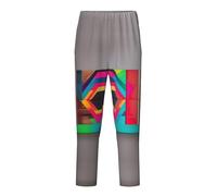 YQTGBCED Pantaloni da pigiama in cotone con stampa a bordo colorato in legno, per una varietà di occasioni e possono essere indossati tutto l'anno, Nero , XS(5-6)