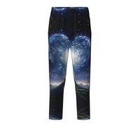 YQTGBCED Pantaloni pigiama in cotone comodi con stampa a forma di cuore e stella cadente, per una varietà di occasioni e possono essere indossati tutto l'anno, Nero , S