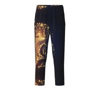 YQTGBCED Pantaloni pigiama in cotone con nota musicale dorata con stampa a stella lucida caduta, comodi, per una varietà di occasioni e possono essere indossati tutto l'anno, Nero , 10-12
