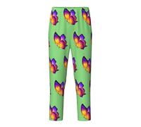 YQTGBCED Pantaloni pigiama in cotone con stampa a farfalla viola, per una varietà di occasioni e possono essere indossati tutto l'anno, Nero , 10-12