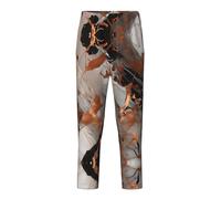 YQTGBCED Pantaloni pigiama in cotone con stampa a schizzi di rame con texture marmorizzata, per una varietà di occasioni e possono essere indossati tutto l'anno, Nero , 10-12