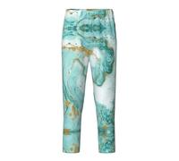 YQTGBCED Pantaloni pigiama in cotone con stampa marmorizzata color turchese oro, comodi per una varietà di occasioni e possono essere indossati tutto l'anno, Nero , XS(5-6)