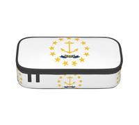 YQTGBCED Rhode Island State Flag Print Pencil Case Office Use Multi-Function Pencil Pouch Large Capacity Pen Organizer Bag, Nero , Taglia unica, Custodia per chiave