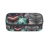 YQTGBCED Statua della Libertà Bandiera Stampa Astuccio Ufficio Uso Multifunzione Matita Pouch Grande Capacità Penna Organizer Bag, Nero , Taglia unica, Custodia per chiave